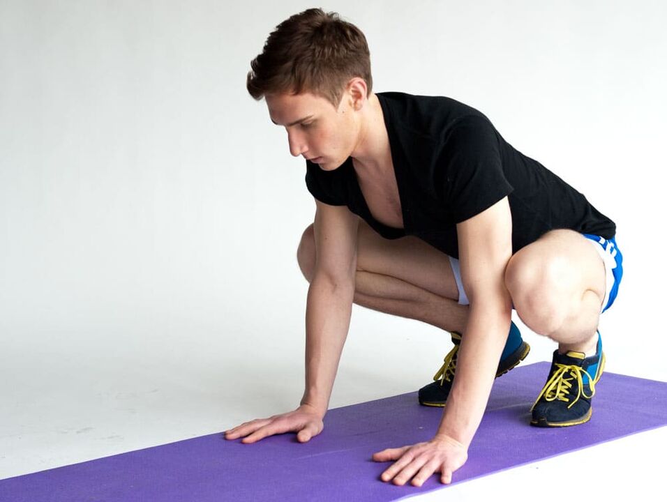 Exercise Frog for working the muscles of the male pelvic area